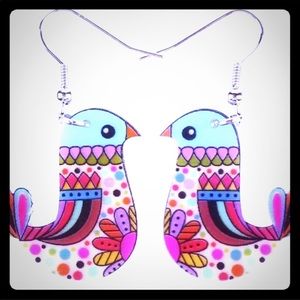 Acrylic Bird Dangle Earrings